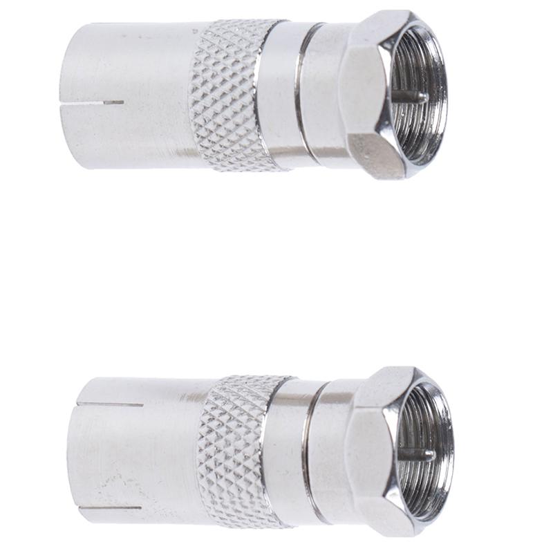 2Pcs F Type Male Plug Connector Socket To Rf Coax Tv Aerial Female Rf Adapters