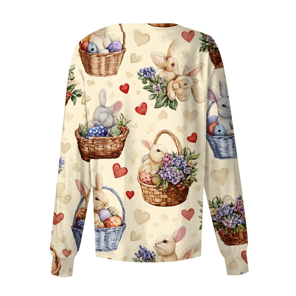 Damen Lässig Langärmlig Einreihig Bedruckt Schutzkleidung Cardigan Top