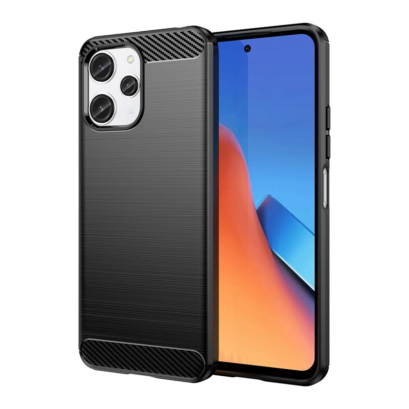 For Xiaomi Redmi 12 Case Shockproof Anti-knock Silicone Carbon Fiber Back Cover For Redmi 12 Case For Redmi 12 Case 6.79 Inch