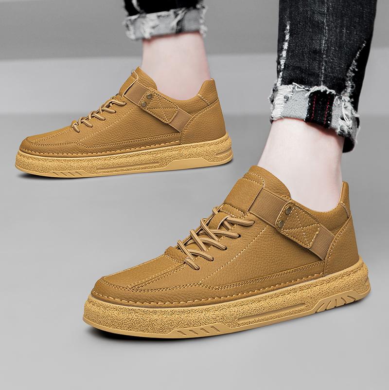 Fashion Handmade Genuine Leather Casual Shoes Men Sneakers Outdoor Men Shoes Breathable Flats Shoe Hot Sale Platform Lace Up Men Loafers