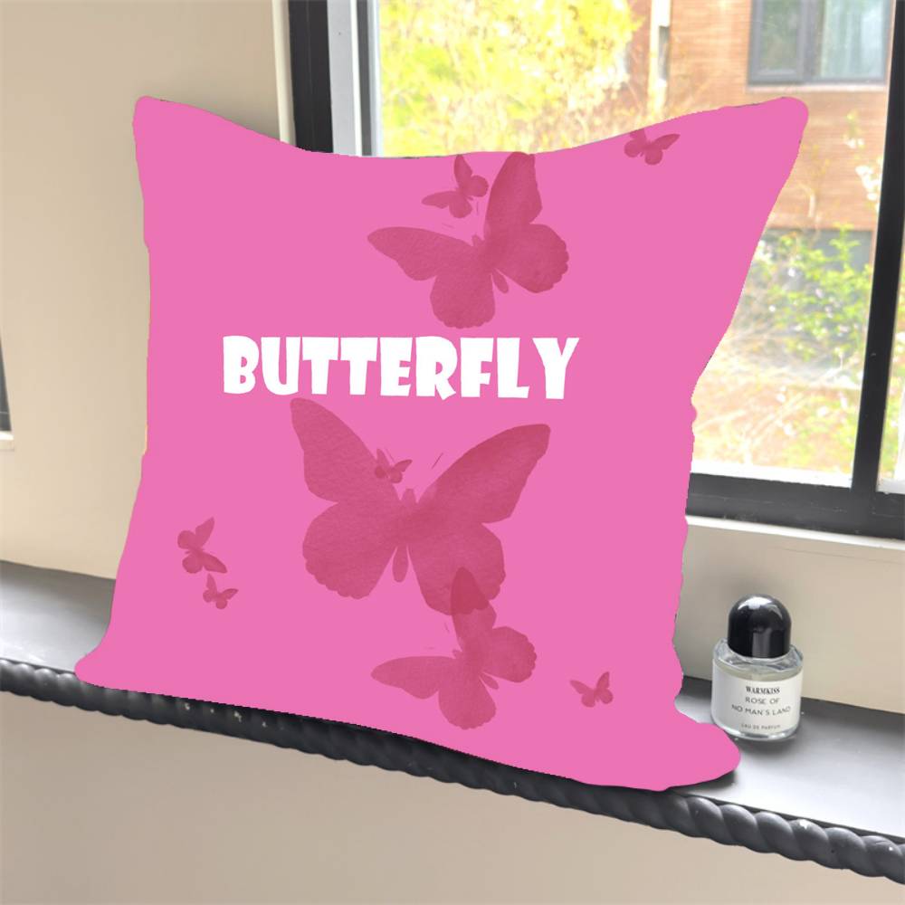 1PC Luxury Pink Cute Butterfly Pillow Case Square  Bedroom Sofa Leisure Comfort Cushion Car Home Decoration Pillowcase 40x40