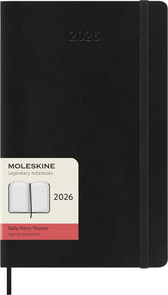 Moleskine 2026 Daily January Large Size x Soft DSB12DC3Y26 Planner, 12-Month Diary, Start, (13cm 21cm), Cover, Black,
