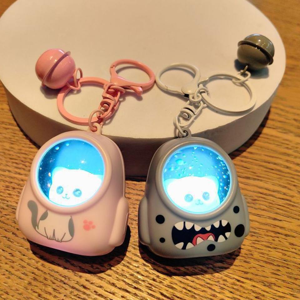 ZAKOL Cute Glowing Night Light Astronaut Cat Schoolbag Keychains Kawaii Bags Charm Decorative Pendants Accessories Gift Girs