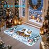 1pc Christmas‑Snow‑Cabin Print Welcome Doormat,Colorful Non‑Slip Washable Indoor Floor Mat for Entryway, Hall, Bathroom, Balcony