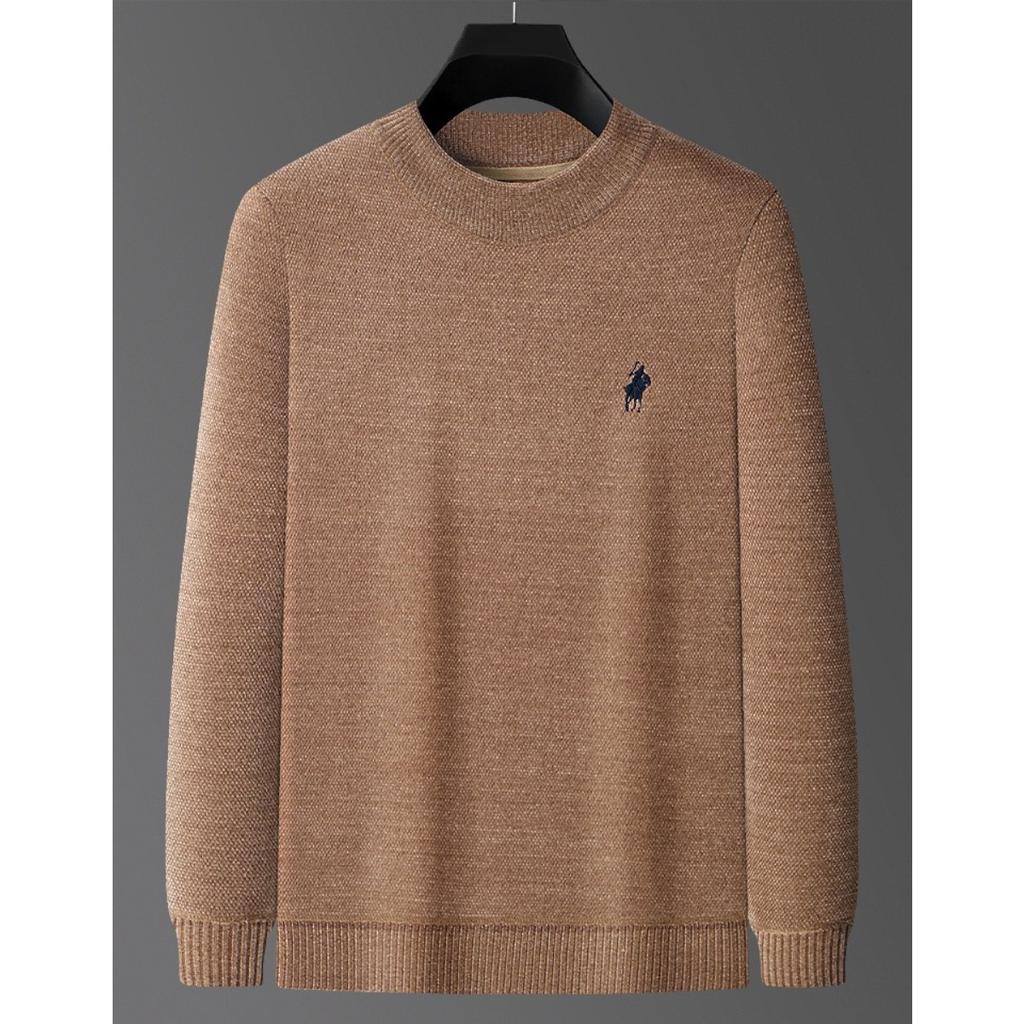 TrendHub Značka Vysoké Třídy Sametový Svetr Pánský Nový Designérský Módní Výšivka Zimní Hřejivý Pletený Pulovr s Kulatým Výstřihem