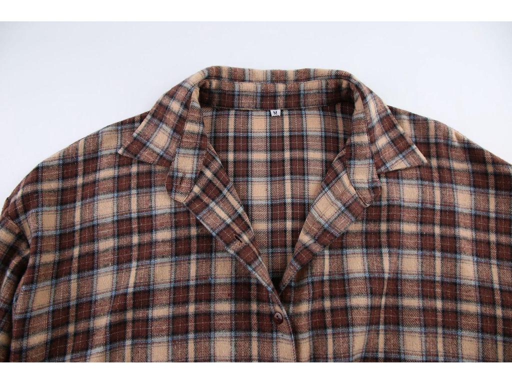 2024 European Retro Plaid Long Women's Shirt