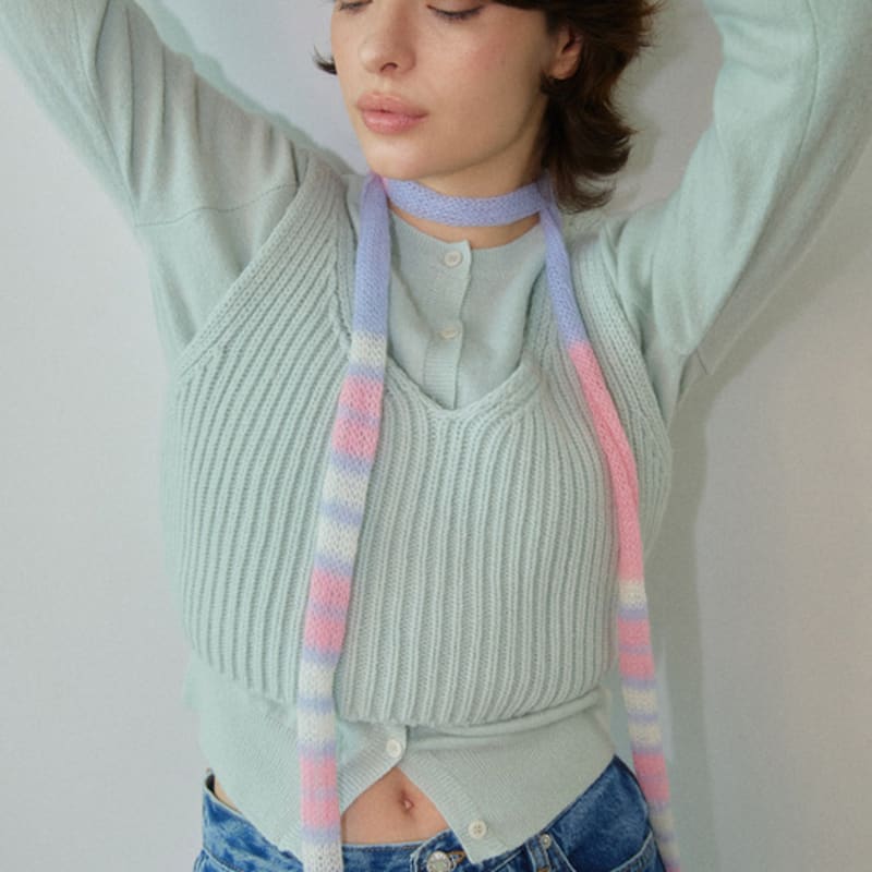 WOVEMENT Kid-mohair Skinny Knit Scarf Mix WBDFAC002MIX