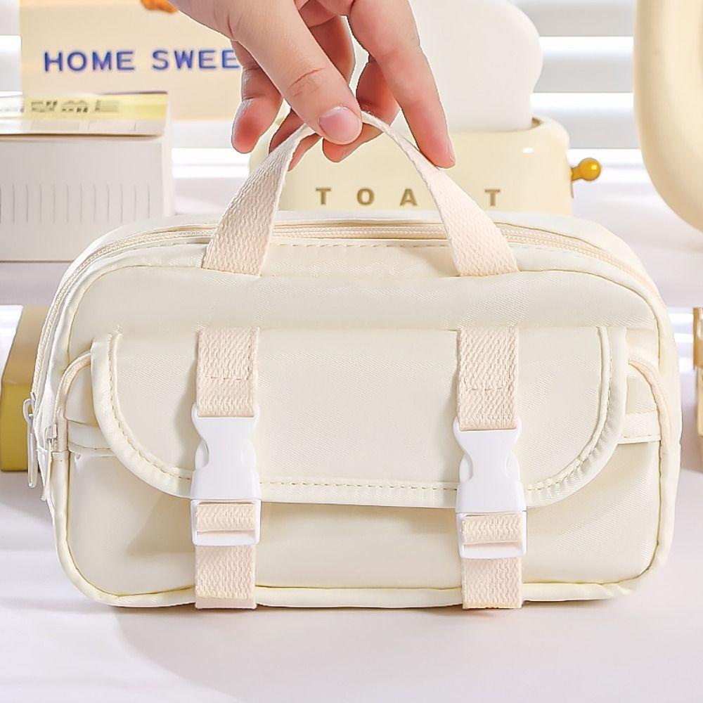 Einfache Handheld-Federtasche Klappdeckel-Design Tragbare Stifttasche Große Kapazität Schreibwarenbeutel Schüler