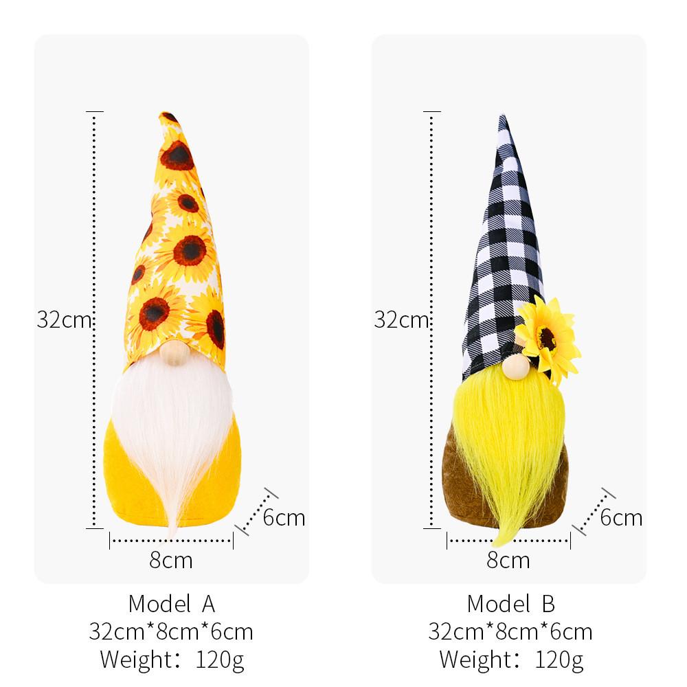Sunflower No Whimsical Face Gnome Decoration In Yellow Floral Hat Ideal For Thanksgiving Christmas And