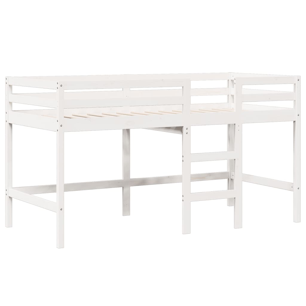 High Bed with Roof White 90 x 190 cm Solid Pine Wood