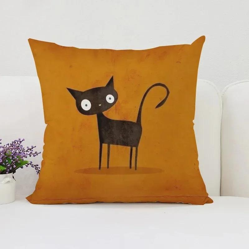 Pumpkin Cat Halloween Decorative Cushion Cover Suitable for Home Living Room Sofa Bedroom Room Decorative Pillow Cover