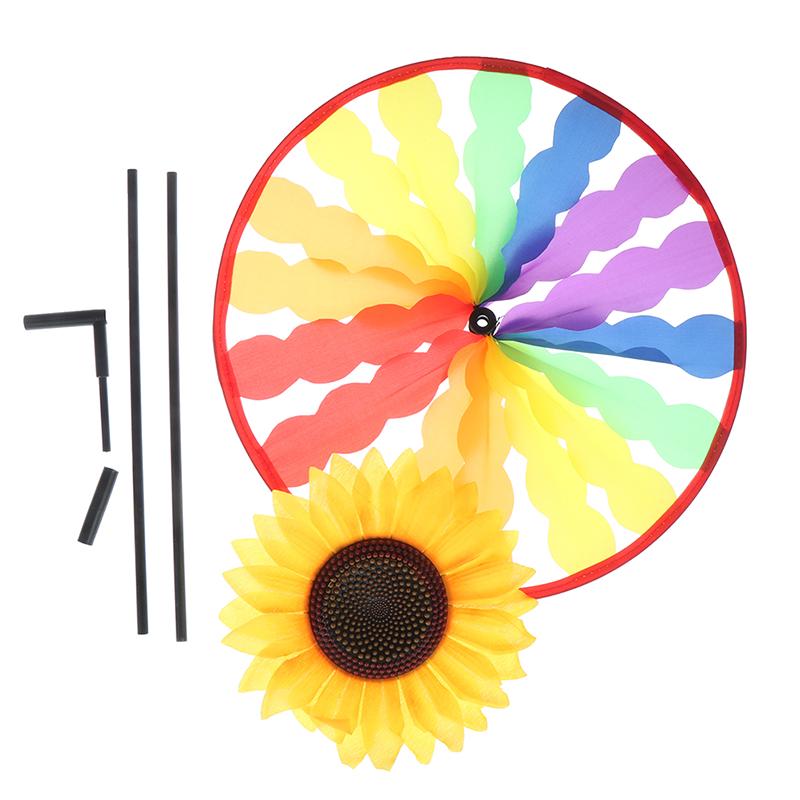 Yard Garden Outdoor Decor Sunflower Windmill Whirling Wind Spinner Kids Toy