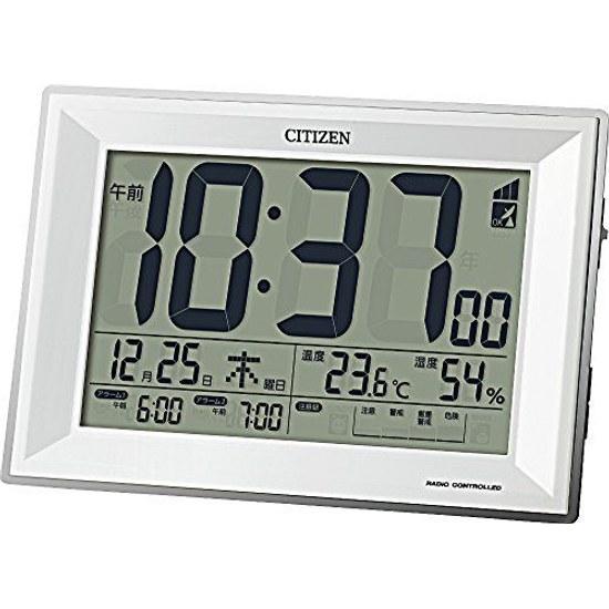 Rhythm Citizen Alarm Clock Radio-Controlled Thermometer Hygrometer White Paldigit Wide DL