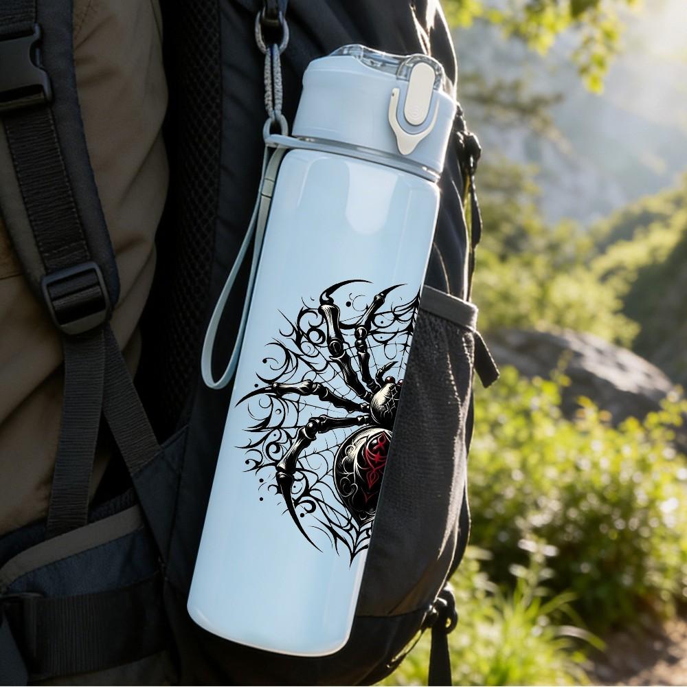 1PC Black Spider Insect 750ml Color Plastic Sports Water Bottle Leakproof Flip Straw Lid Suitable for Sports Office Home Use