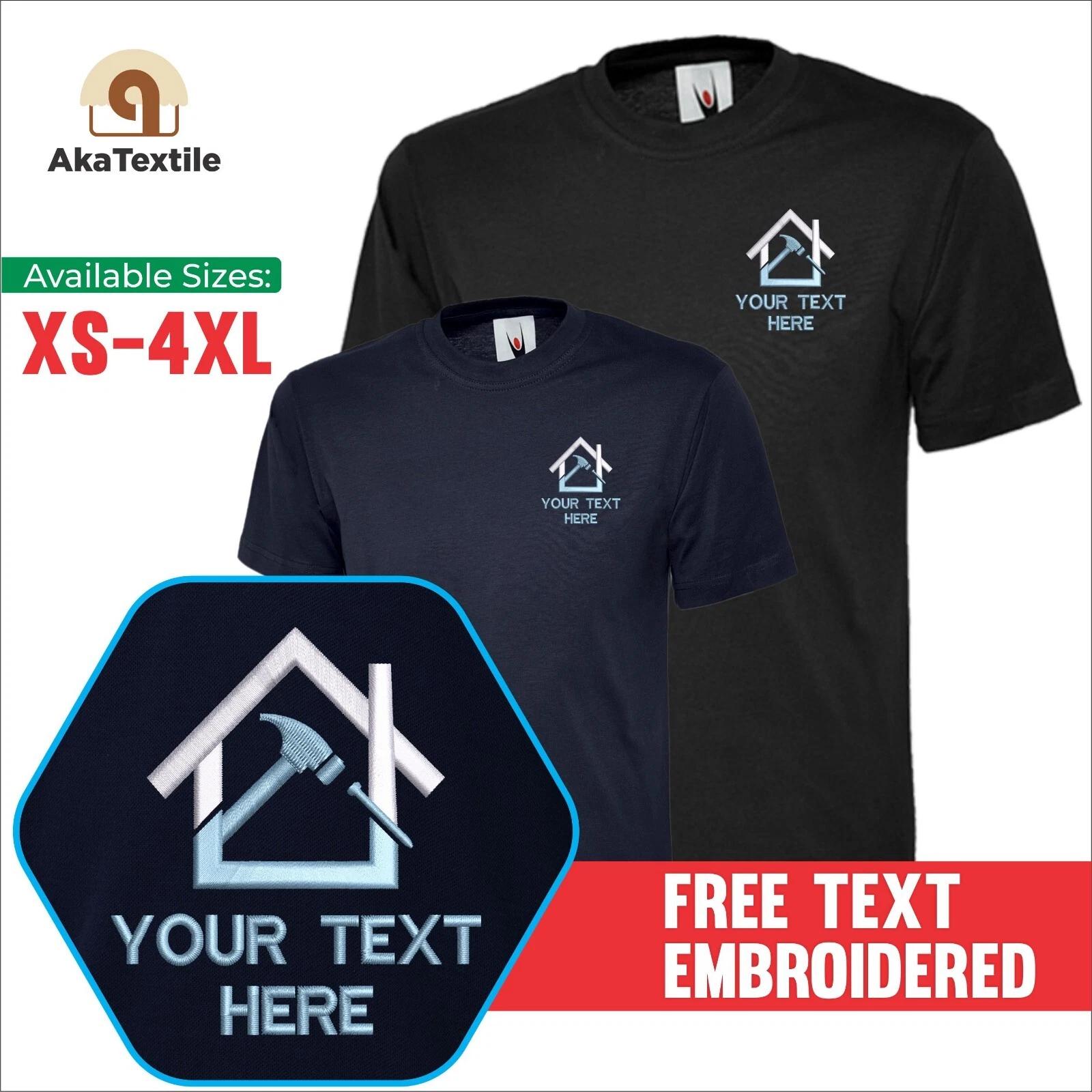Personalised Embroidered Customer Text Builder T-Shirt Construction Workwear Top S