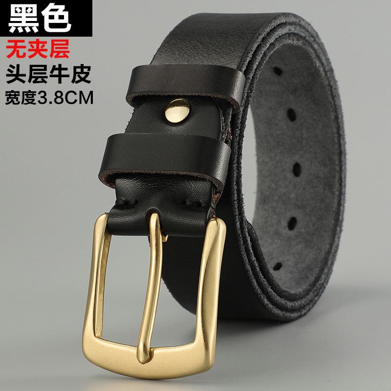 Belt Men'S Leather Pin Buckle First Layer Real Cowhide Retro Men'S Belt Youth Handmade Versatile Casual Jeans Belt