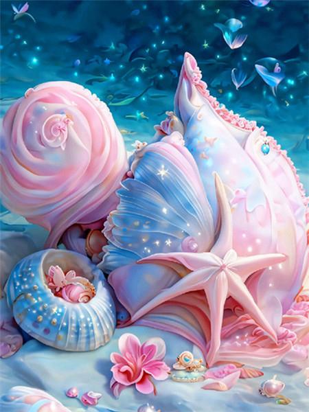 5D Diamond Embroidery Fantasy Shell Picture Rhinestones Painting Starfish Cross Stitch Mosaic Landscape Kit Child Gift