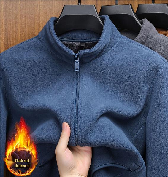 Men's Double-Sided Fleece Jacket - Warm Casual Spring & Autumn Mountaineering Liner