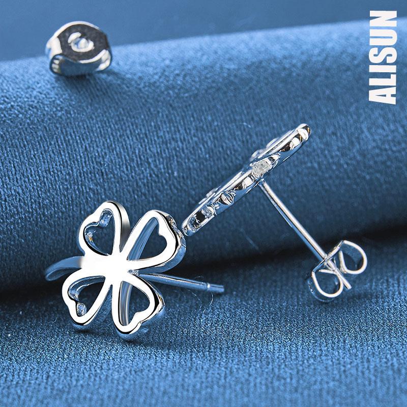 Kolczyki z perforowanej koniczyny ze srebra próby 925 na modną biżuterię ślubną