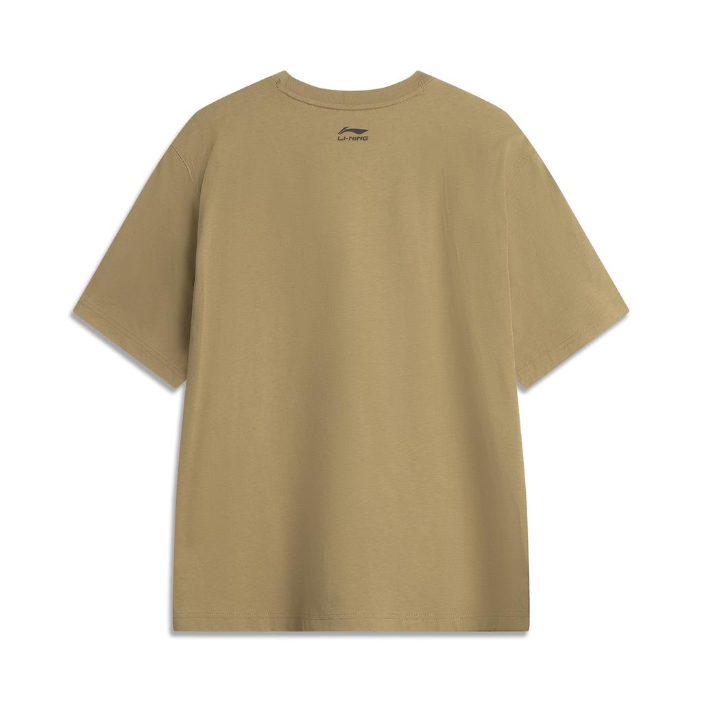 Li-Ning Casual Minimalist Solid Color Round Neck Pullover Short Sleeve T-Shirt Unisex Tops Bronze AHSV277-7