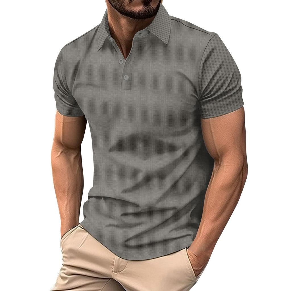 Men's Summer Solid Color Button Short Sleeve Tops Men's Casual Loose Fashion Tops
