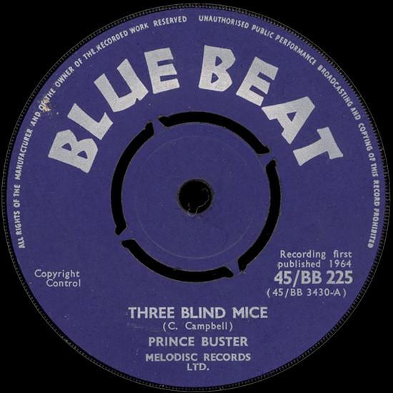 

7inch Record PRINCE BUSTER Three Blind Mice I Know 45BB225 Blue Beat 1964 UK Reggae Ska Dub Used