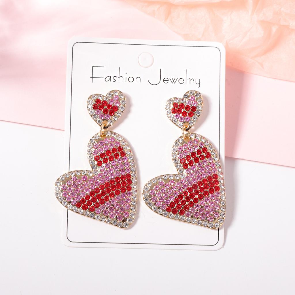 Fashion, Romantic Valentine's Day Temperament, Women's Love Full of Diamond Earrings, Personality, Niche Models