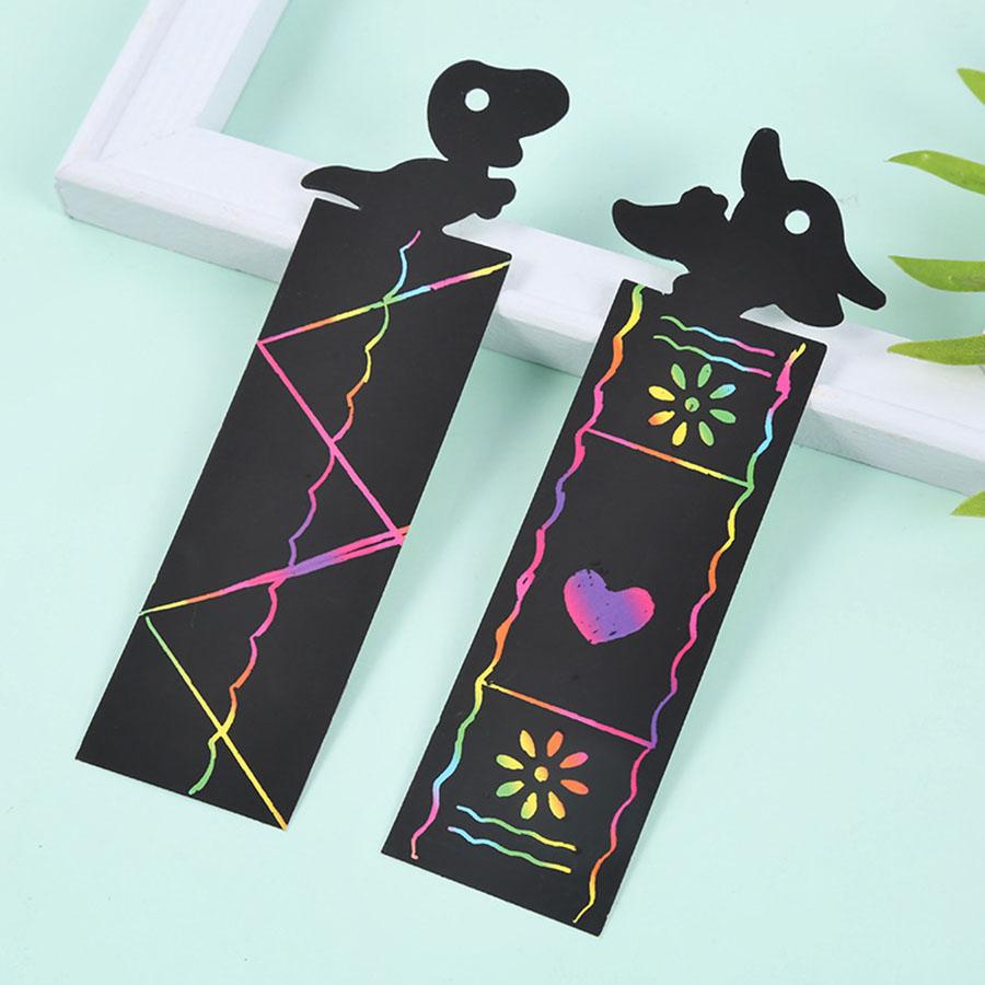 Colorful Scratch Painting Bookmark Animal Unicorn Dinosaur Pattern DIY Puzzle Early Education Children Kids Birthday Gift JXB