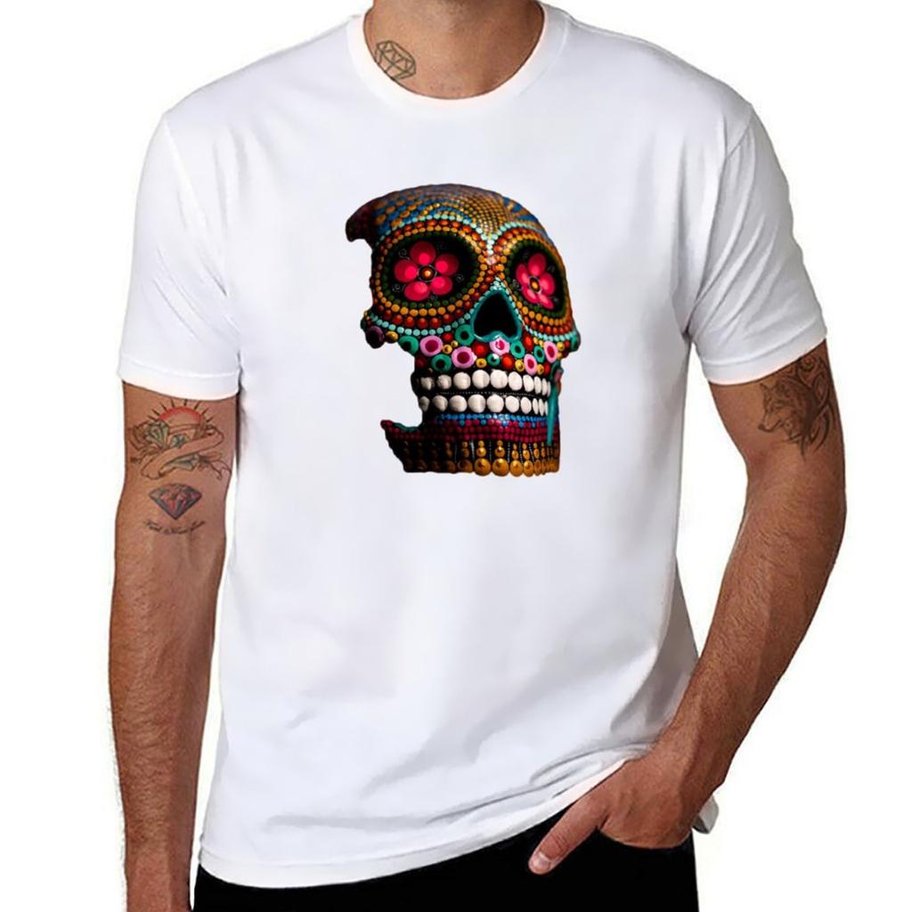 Skull Dia De Los Muertos TShirt Urban Casual Loose Fit Tee