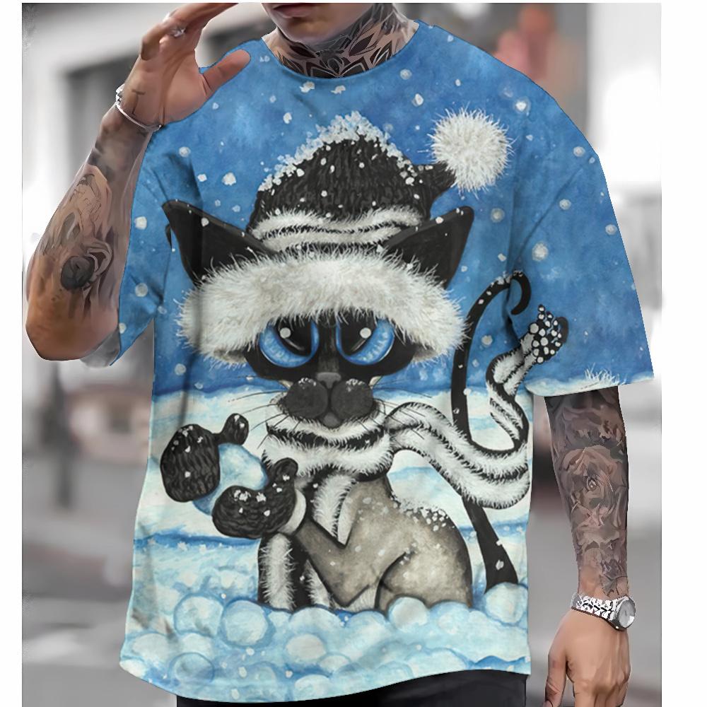 

Футболка мужская с изображением животных, футболка с милым рисунком кота, 3D-печать 3XL