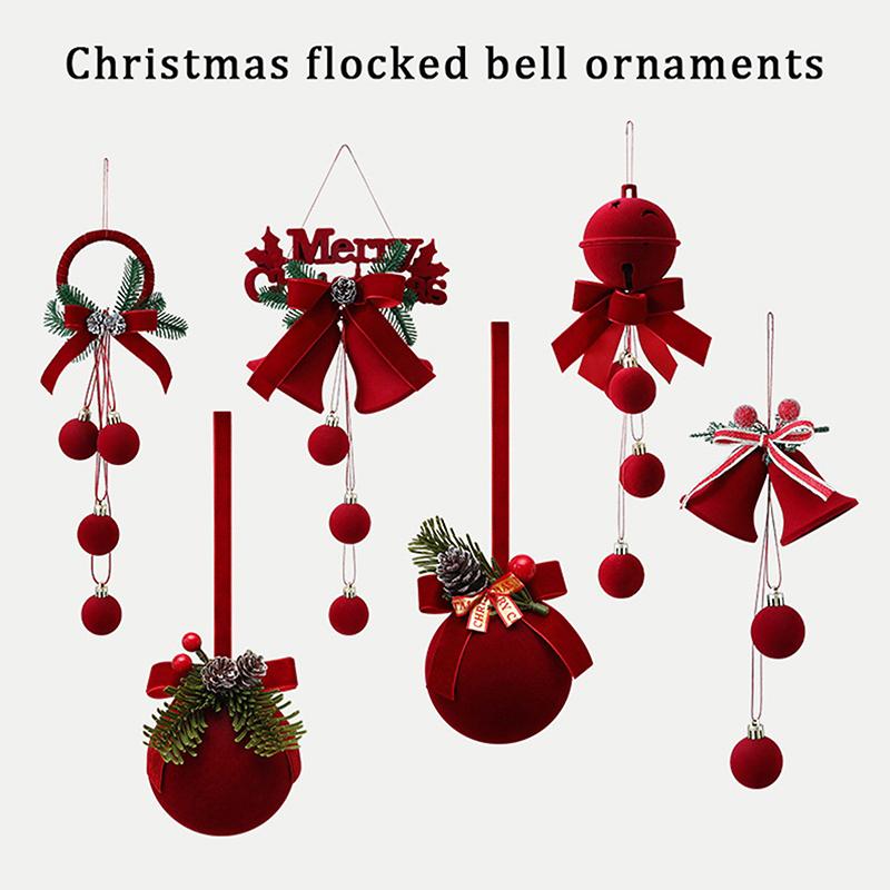 Christmas Bell Nordic Flocking Bell Ornaments Christmas Decorations Window Pendants Ornaments Diy Christmas Scene Decorations