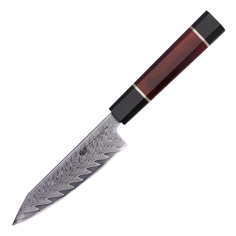 

Нож FINDKING Серия Red Samurai AUS-10 67 слоев Дамасская сталь Нож для очистки овощей 5 дюймов Ежедневное кухонное использование Универсальный нож для фруктов 5 inch красный