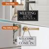 Double-Sided Office Door Hanger Sign, Acrylic Welcome Please Come In, Meeting In Progress Please Do Not Disturb, Red/Green and Wood Grain Options