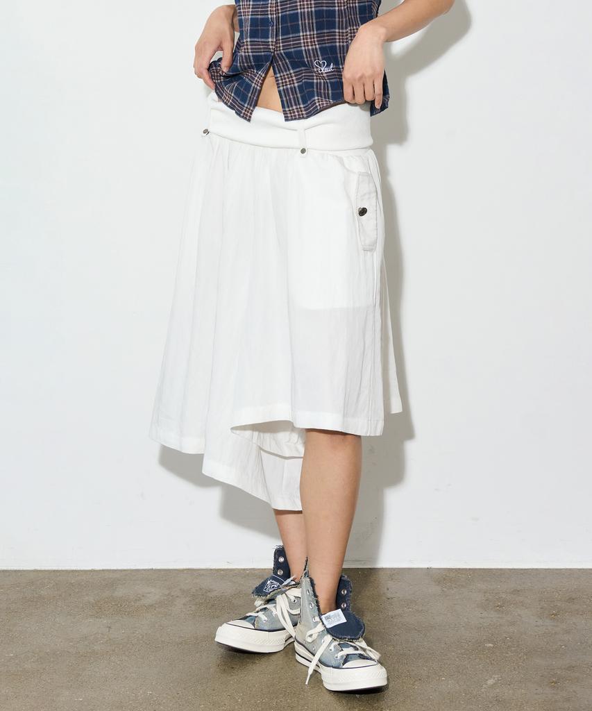 Seul Asymmetrical Cotton Bermuda Pants_White