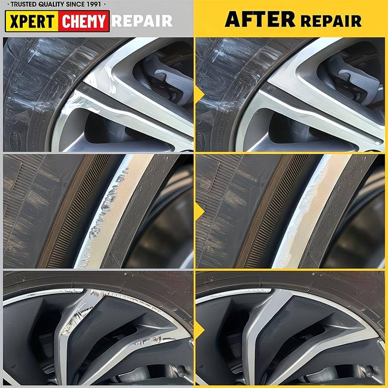 Universal Alloy Wheel Repair Kit for Silver Car Rims, Scratch and Curb Damage Repair Set with Paint Pen, Filler and Polish
