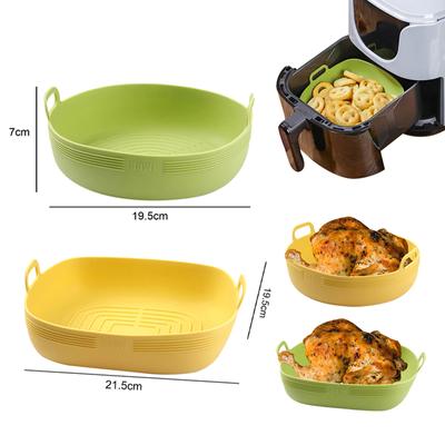 Silikon Air Fryers Ugn Bakplåt Pizza Fried Chicken Airfryer Silikonkorg Återanvändbar Rund fyrkantig Airfryer Pan Liner Tillbehör