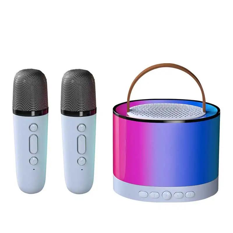 New K52 Wireless Bluetooth Speaker Multifunction with 2 Microphone RGB Portable Music Player Karaoke Machine for Child Home Gift