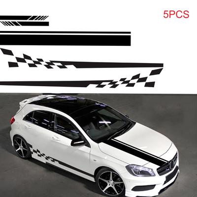 5Pcs Car Side Door Body Hood Rearview Mirror Decal Stripes Sticker Racing Decals