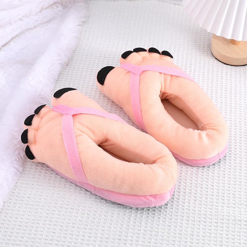 Cartoon weird big foot slippers personality creative cute plush home shoes indoor winter couple warm slippers