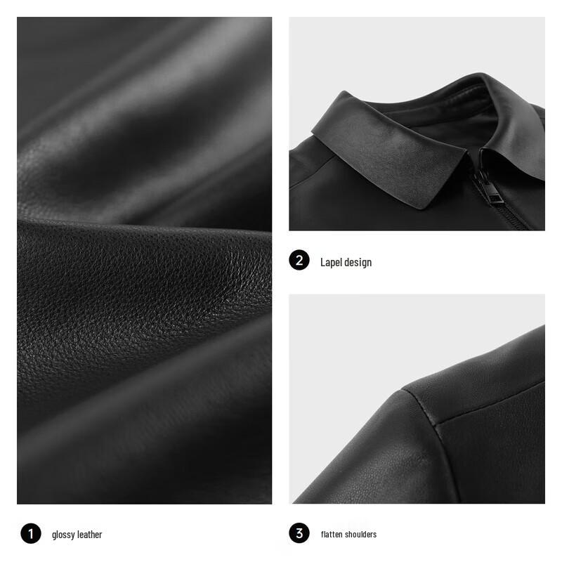 Qipilang Men's Sheepskin Lapel Leather Jacket