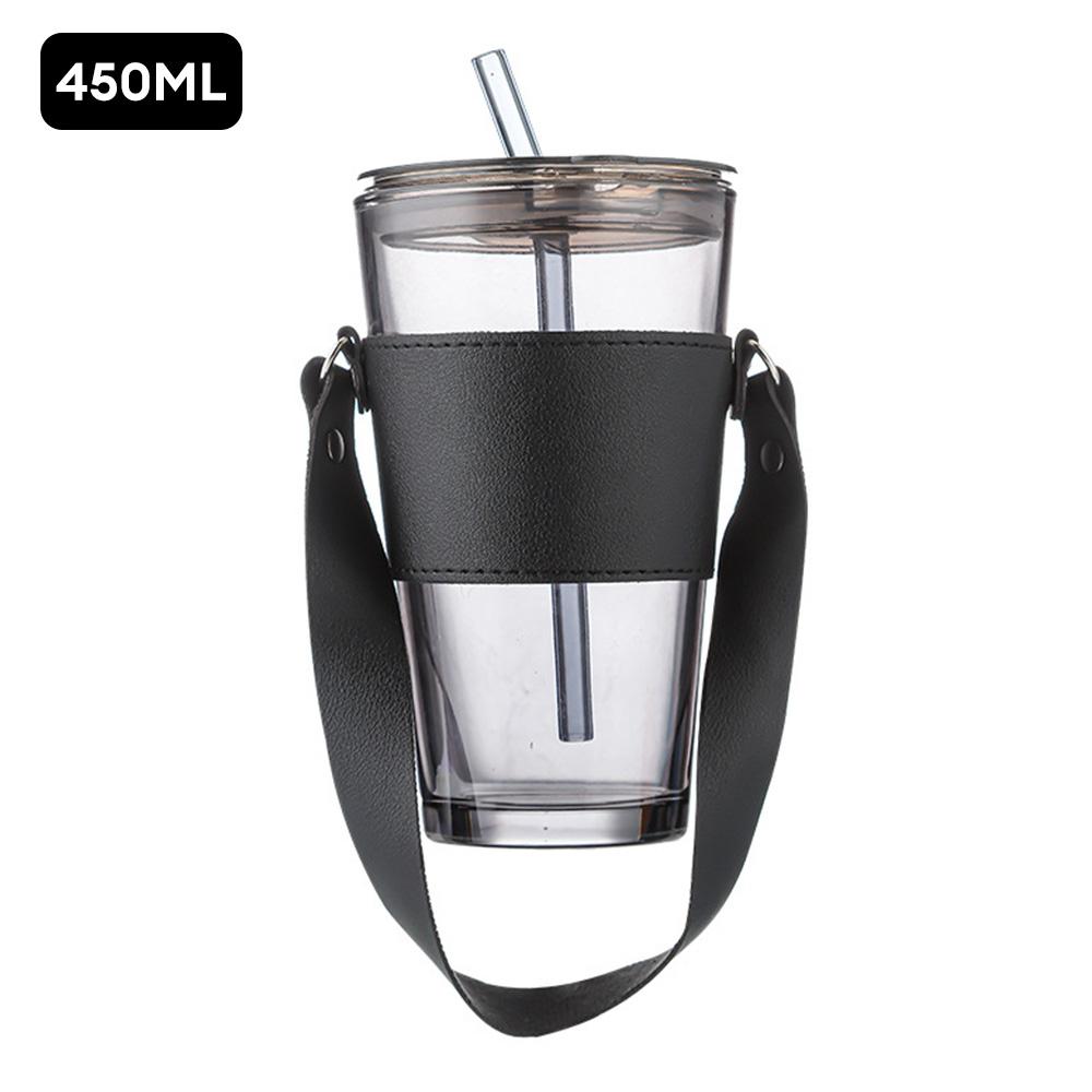 450ml Portable Water Cup With Lid and Straw Transparent Tea Cup Juice Glass Beer Milk Coffee Mug Drinkware for Home Office