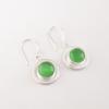 925 Sterling Silver Green Cat's Eye Gemstone Jewelry Handcrafted Earrings 1.40" EE-4-46