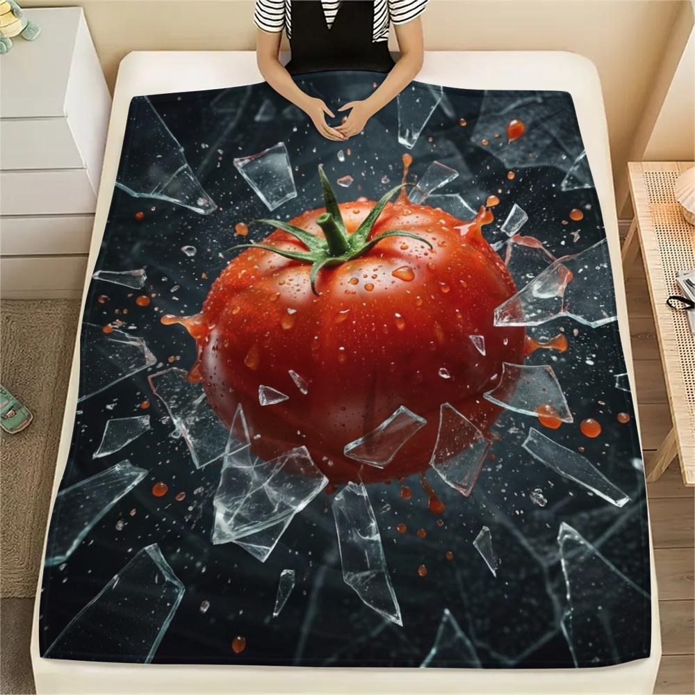 

1PC Fruit Print Flannel Blanket, High quality All Seasons, Home Decor, Warmth and Comfort, Perfect for Christmas Gifts 80cm x 120cm