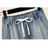 DIMANAF Plus Size Summer 2025 Casual Women Jeans Shorts Pants Loose Hole Basic High Waist Pants Elastic Waist