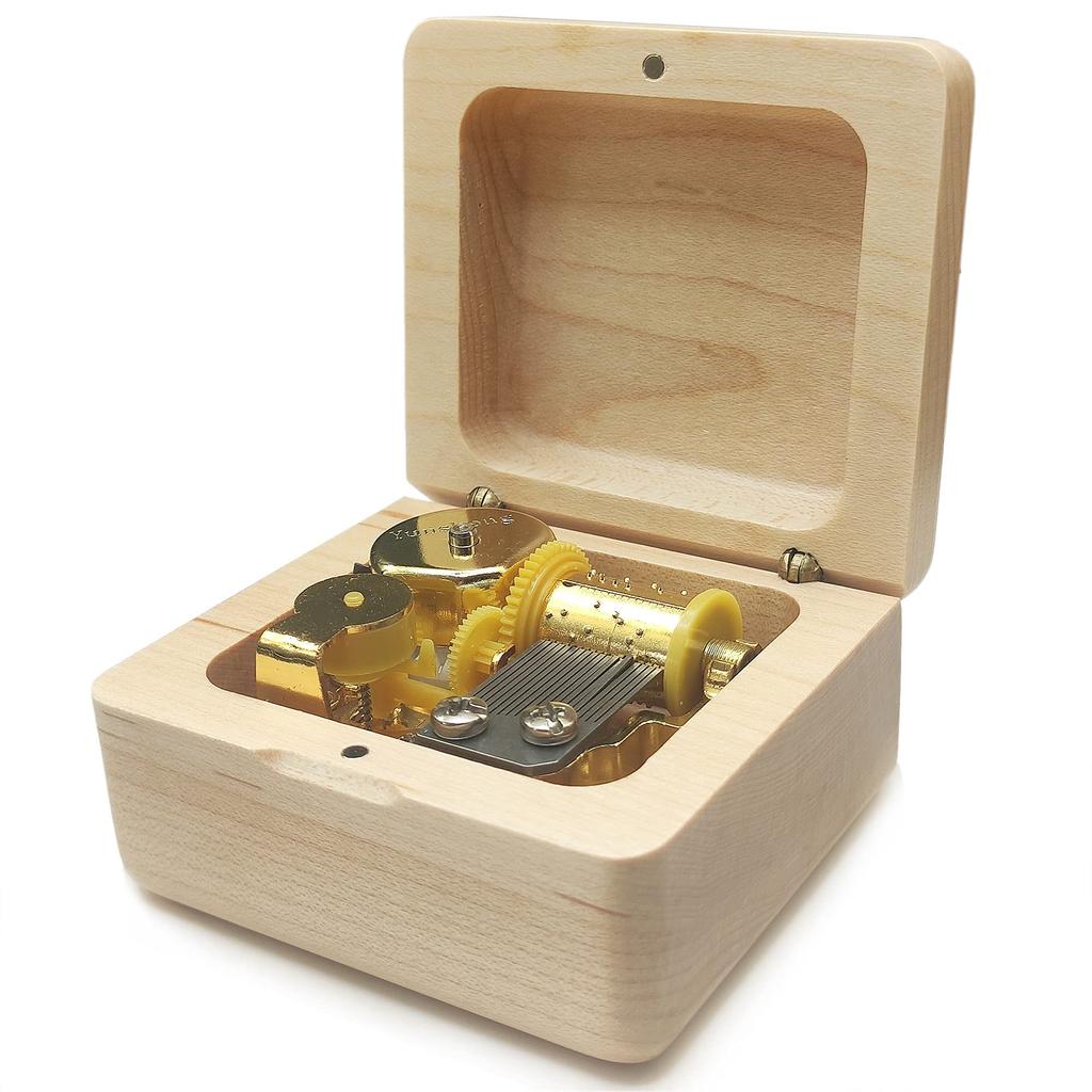 Mini Wooden Music Box 18 Note Wind Up Music Box Wooden Music Box Spirited Away Always Again and (Maple, Song - Again)