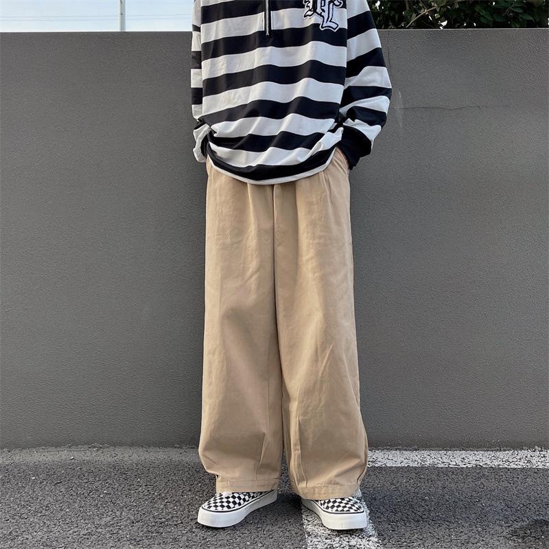 Korean Trendy Japanese-Style Men's Retro Loose Straight-Leg Casual Pants for Spring & Autumn