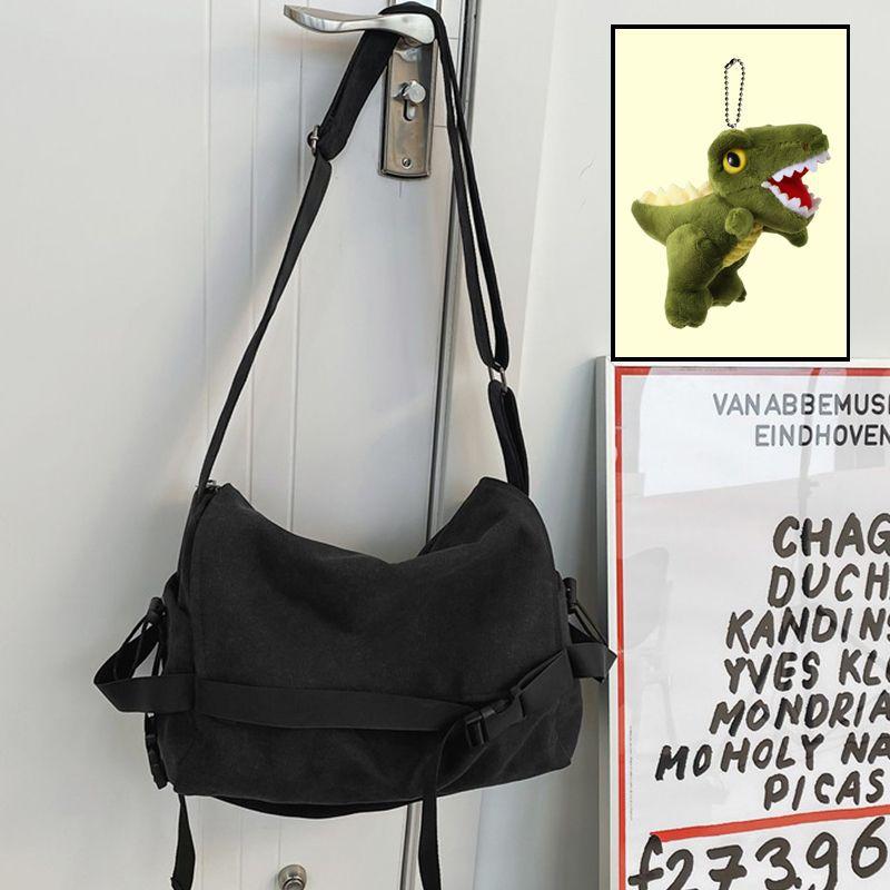 Canvas messenger bag boys trendy brand large capacity ins Japanese versatile retro backpack simple casual men