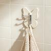4PCS Butterfly Rotating Adhesive Hook, with 3 Swivel No Drill Wall Hook, Space Saving Adhesive Hook for Bathroom Kitchen Bedroom
