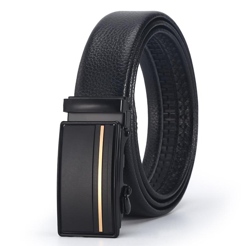 Belt Men'S Business Automatic Buckle Belt Scratch Resistant Lychee Pattern Belt Body Stall