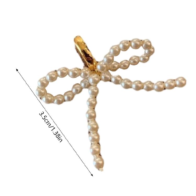 Elegant and Cute Women's Earrings Dainty Imitation Pearls Bowknot Studs Ornament